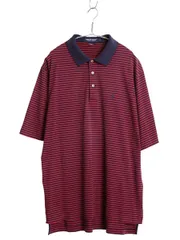 【お得なクーポン配布中!】 90s ポロゴルフ ラルフローレン ボーダー 半袖 ポロシャツ メンズ L 古着 オールド 半袖シャツ ペルー製 高級 100% ピマ コットン スムース