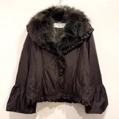 シルク100% BALMAIN ダウンジャケット フリルデザイン ブルーフォックス ブラウン M【送料込み】のサムネイル