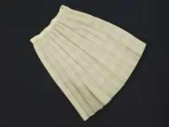 J.PRESS ジェイプレス ウール100% チェック プリーツ スカート size11/黄緑 ■◇ レディース