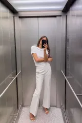 (新品) ZARA ザラ 白 フレア スラックス S(26)
