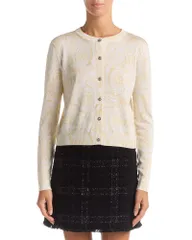 ヴェルサーチ レディース アウター カーディガン プリント セーター シルク Versace Barocco Printed Silk Cardigan Sweater Washed Out Goldのサムネイル