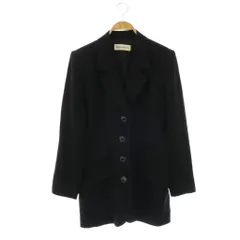 イヴサンローラン YVES SAINT LAURENT テーラードジャケット シングル ラメ ストライプ ロング 36 ブラック /HK ■GY4のサムネイル