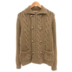 ボリオリ BOGLIOLI ケーブルニット ジャケット ダブル エンブレム メタルボタン ウール M 茶 ブラウン /JSのサムネイル