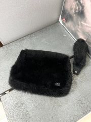 ブラックグラマー ミンク ポシェット ショルダーバッグ 毛皮 ファー 
