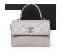 中古ブランド CHANEL シャネル トレンディ CC スモール ゴールド チェーン グレー ショルダーバッグのサムネイル