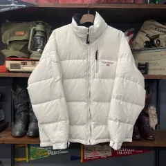 90s ポロ スポーツ フード 付き ダウン パファー 白 ダウン ジャケット N203