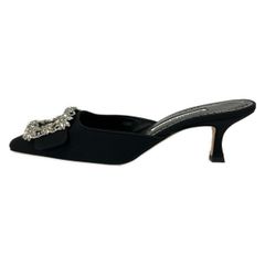 訳あり 36.5 MANOLO BLAHNIK メイセール サンダル　黒 MANOLO BLAHNIK(マノロブラニク) ミュール 36 レディース メイセール