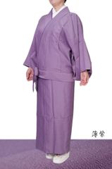 夏着物 絽 洗える小紋 蛍の図 露芝 すすき 飛び柄 ラベンダー色 裄長め