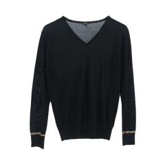 ANN DEMEULEMEESTER シルク混 変形長袖ニット 黒 S ANN DEMEULEMEESTER シルク混 変形長袖ニット 黒 S