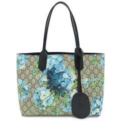 美品♡GUCCI GGブルームス 花柄トートバッグ青 リバーシブル GW 旅行 