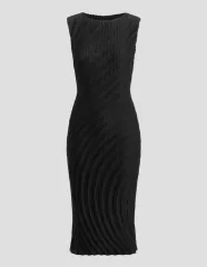 ISSEY MIYAKE ワンピース ニュアンス プリーツ ワンピース ブラック 2サイズ