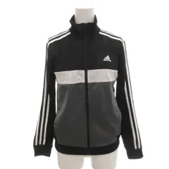 アディダス adidas 美品 ジャケット 黒 ブラック 長袖 スタンドカラー ストライプ柄 /IL ■ECF003