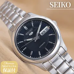 セイコーファイブ 7S26-0080 SEIKO5 AUTOMATIC ブラック シルバー 自動巻き デイデイト メンズ 35.5mm 1998年製 【６ヶ月保証】 CH415