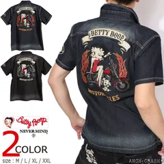 BETTY BOOP デニム 半袖シャツ BBN-2619 ベティブープ NEVERMIND 刺繍のサムネイル