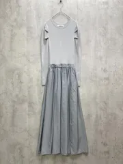 美品 snidel スナイデル パワショルニットドッキング ワンピース ロング フレア sizeF/サックスブルー ■◇レディース