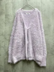 SALON adam et rop  サロン アダム エ ロペ シャギー Vネック ニット カーディガン sizeF/紫 ◆■レディース
