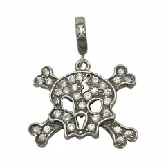 Loree Rodkin ローリーロドキン MEDIUM FLAT PAVE BONE SKULL PENDANT Silver / Zirconia ミディアム フラット パヴェ ボーン スカル ペンダント P392 トップ ネックレス SV925 シルバーのサムネイル