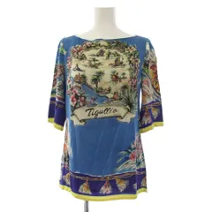 ドルチェ&ガッバーナ ドルガバ DOLCE&GABBANA シャツ ブラウス 五分袖 総柄 シルク 46 青 /BMのサムネイル