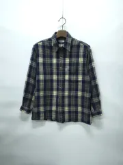 EDWIN メンズ ネイビー イエロー CHECK ウール シャツ