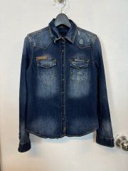 新品同様 タグ付 STUSSY デニム シャツ 刺繍 インディゴ M 色褪せ加工 