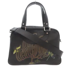 ジャックルコー JACQUES LE CORRE JOHN DERIAN コラボレーションリスボンバッグ 2WAY ショルダー ハンド プリント レザー 黒 ブラック /FFのサムネイル