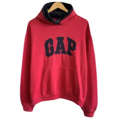 OLD GAP ギャップ ロゴワッペン フーディー パーカー ポケット付き 赤×紺 Lサイズ No.H513