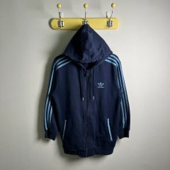 adidas トレフォイル ジップアップパーカー ネイビー - メルカリ
