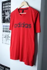 (L-XL) adidas アディダス 半袖 Tシャツ ビックロゴ レッド オールドスクール-7588