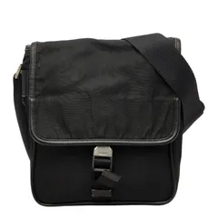 プラダ 三角ロゴプレート 斜め掛け ショルダーバッグ ブラック ナイロン レディース PRADA【1-0269369】