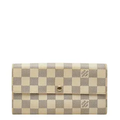 ルイ ヴィトン ダミエ アズール ポルトフォイユ サラ 長財布 N61735 ホワイト PVC レザー レディース LOUIS VUITTON【1-0271256】