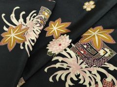 コート地 中国蘇州刺繍 絵羽コート 黒地 正絹 反物 T7869 - メルカリ