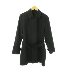 シップス SHIPS Tailoring Styleステンカラーコート 比翼 絹 シルク混 ベルト S 黒 ブラック /AO3のサムネイル