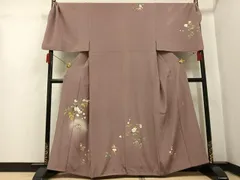 平和屋着物●男性　訪問着　キングサイズ　友禅　作家物　美山　枝花文　正絹　逸品　AABH9693ph