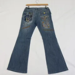 ヴィンテージ 刺繍 キュービック ブーツカット デニム パンツ