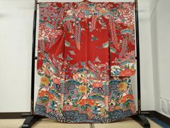 美品】【希少】レア琉球紅型163cm振袖単品□成人式前撮り正絹PA03 