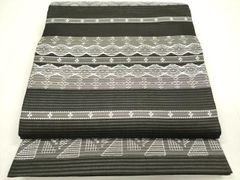 A◆着物くつろぎ 夏物 菱形模様 ベージュ 太鼓 正絹 薄物 絽 紗 名古屋帯 F◇着物くつろぎ 夏物 幾何学模様 黒 太鼓 正絹 薄物 絽 紗 名古屋帯