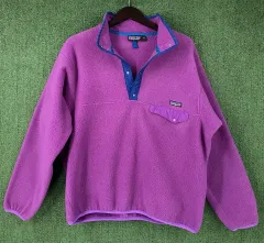 80s 90s patagonia パタゴニア Synchilla（シンチラ） スナップ-T PURPLE パープル/ブルー