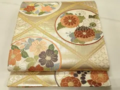 平和屋着物◎六通柄袋帯　唐織　能衣錦　天井花丸文　金糸　正絹　逸品　DABE3955qpのサムネイル