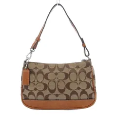 コーチ COACH 6094 アクセサリーポーチ レザー 本革 ブラウン ベージュ モノグラム柄 レザー切り替え チャーム付き /SX ■ECD001