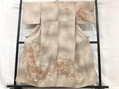 平和屋着物＊夏物 八寸名古屋帯 手描き 草花文 正絹 逸品 DABD6657cm
