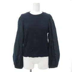 ミュベールワーク MUVEIL WORK 美品 シャツ ブラウス パフスリーブ ニット切替 長袖 プルオーバー 38 紺 ネイビー /YJのサムネイル