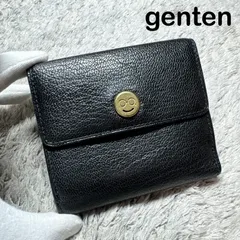 genten ゲンテン 二つ折り財布 本革 レザー ブラック