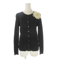モスキーノ MOSCHINO CHEAP AND CHIC カーディガン ニット クルーネック 丸首 長袖 コサージュ付き 黒 ブラック /CK48 ■ECD001のサムネイル