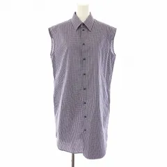 メゾンマルジェラ 1 Maison Margiela 1 マルタンマルジェラ シャツ ブラウス ノースリーブ チュニック丈 チェック柄 36 青 ブルー 紺 ネイビー S51DL0288 /YTのサムネイル