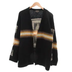 ペンドルトン PENDLETON カーディガン ウール L 黒 ブラック 長袖 ノーカラー 幾何学模様 /SC ■ECF004のサムネイル