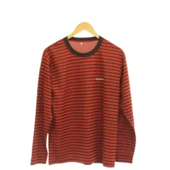 モンベル Montbell ウイックロン ZEO Tシャツ L 赤 茶 ボーダー柄 ラウンドネック 長袖 1114372 /JP