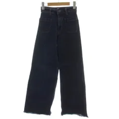 ザラ ZARA デニム ジーンズ EUR32 青 ハイウエスト ワイド 長ズボン フルレングス /GG ■MA