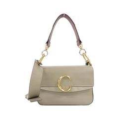 極美品 Chloe Cロゴ 2way ダブルキャリーバッグ ショルダー ブラック 