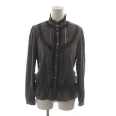 アクシーズファム axes femme シャツ ブラウス M グレー 長袖 フリル ドット柄 /RR ■BM