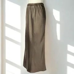 レプシィム LEPSIM　ウエストゴム ストレッチサテン ロングナロースカート　オリーブ　レディース